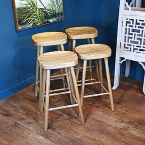 Eclectic Weathered Oak Farmhouse Stool Low